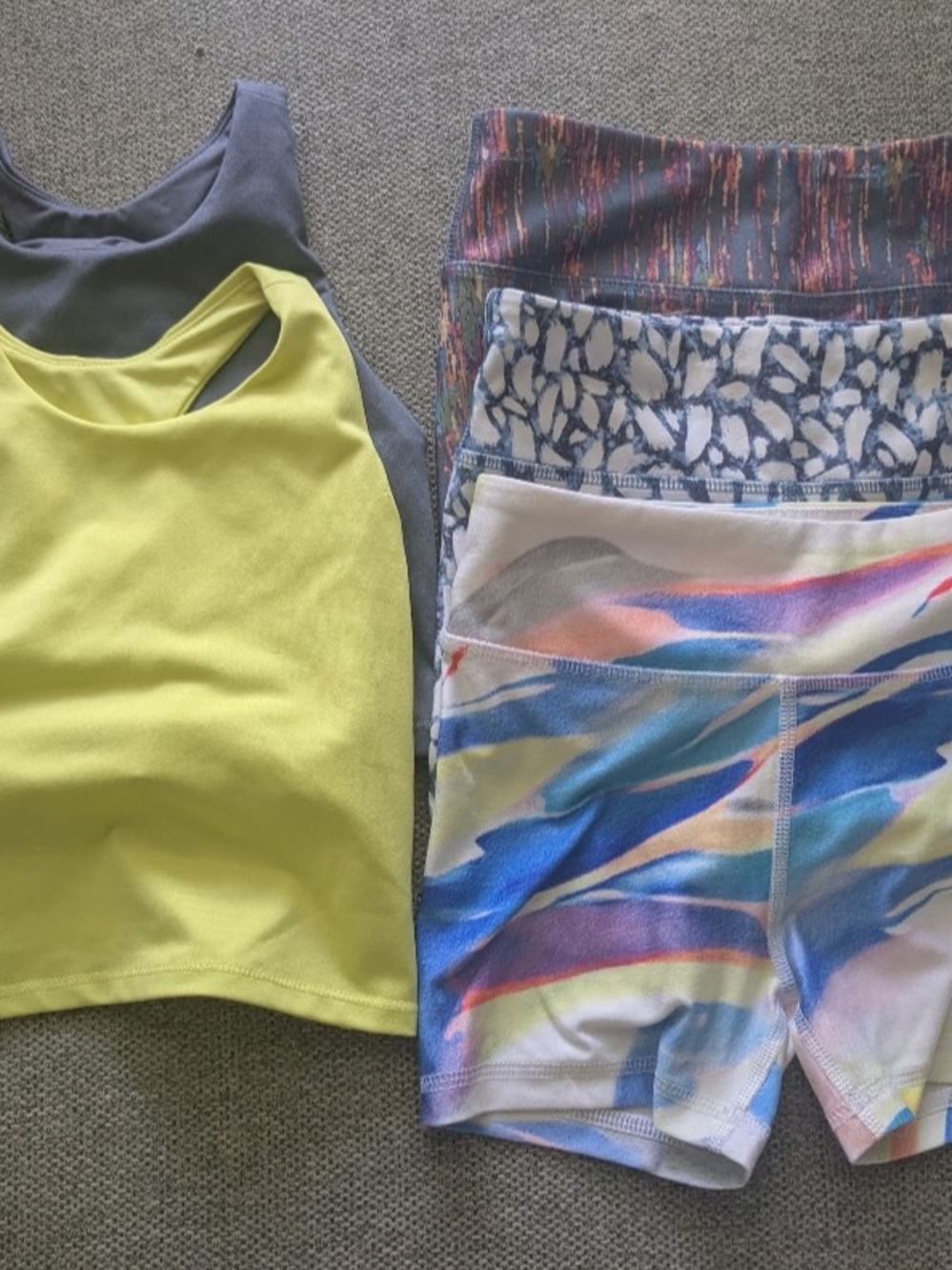 DSG Kids Yellow Crop Tank with Multicolor Active Shorts Set
